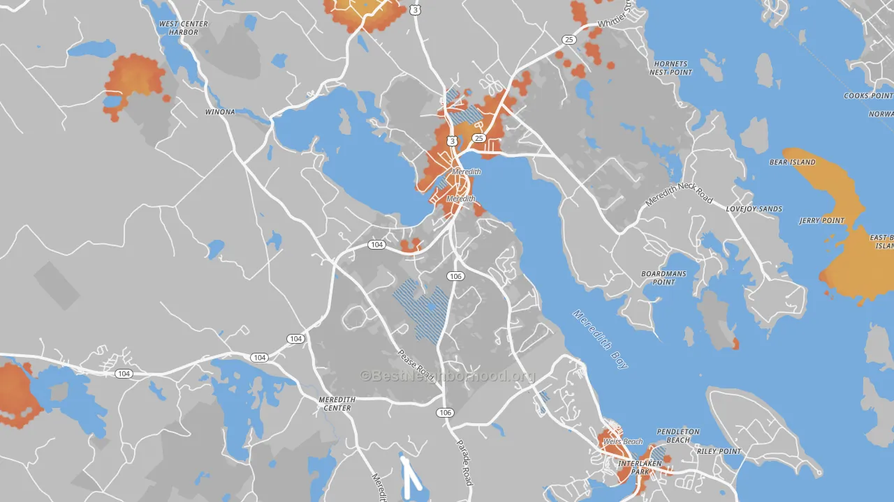 Bike Grade map of 03253, NH