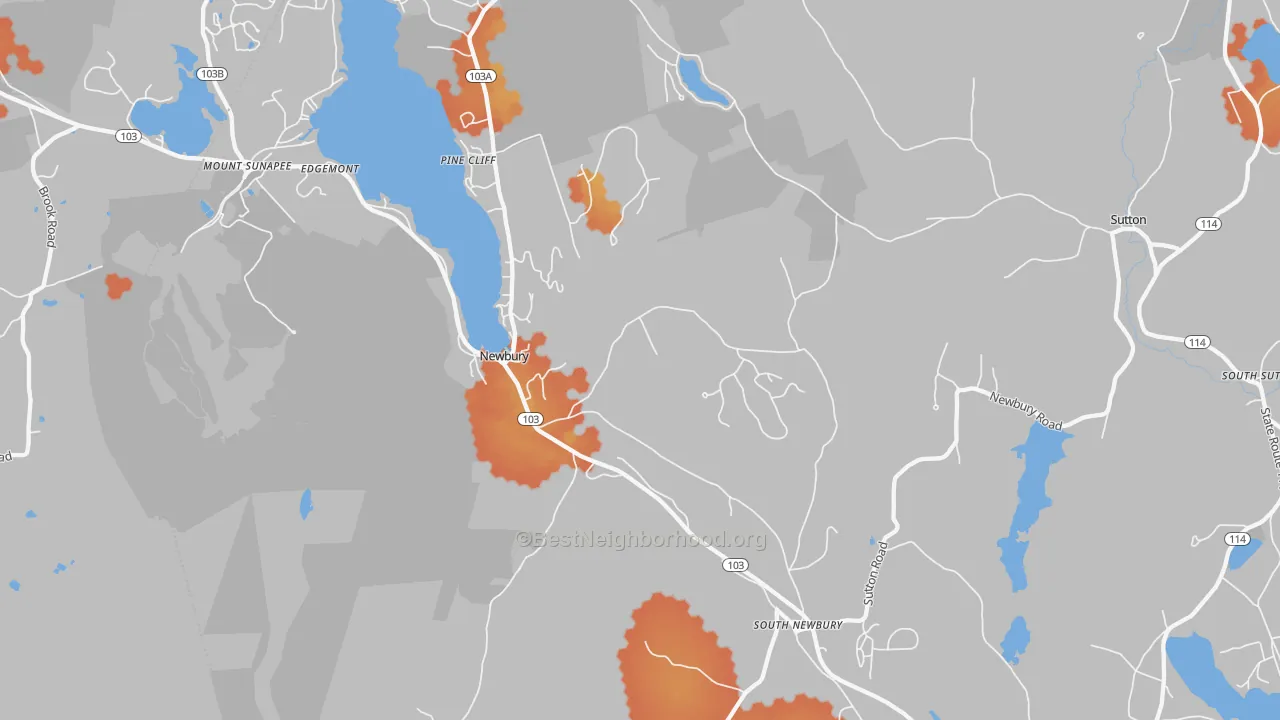 Bike Grade map of 03255, NH