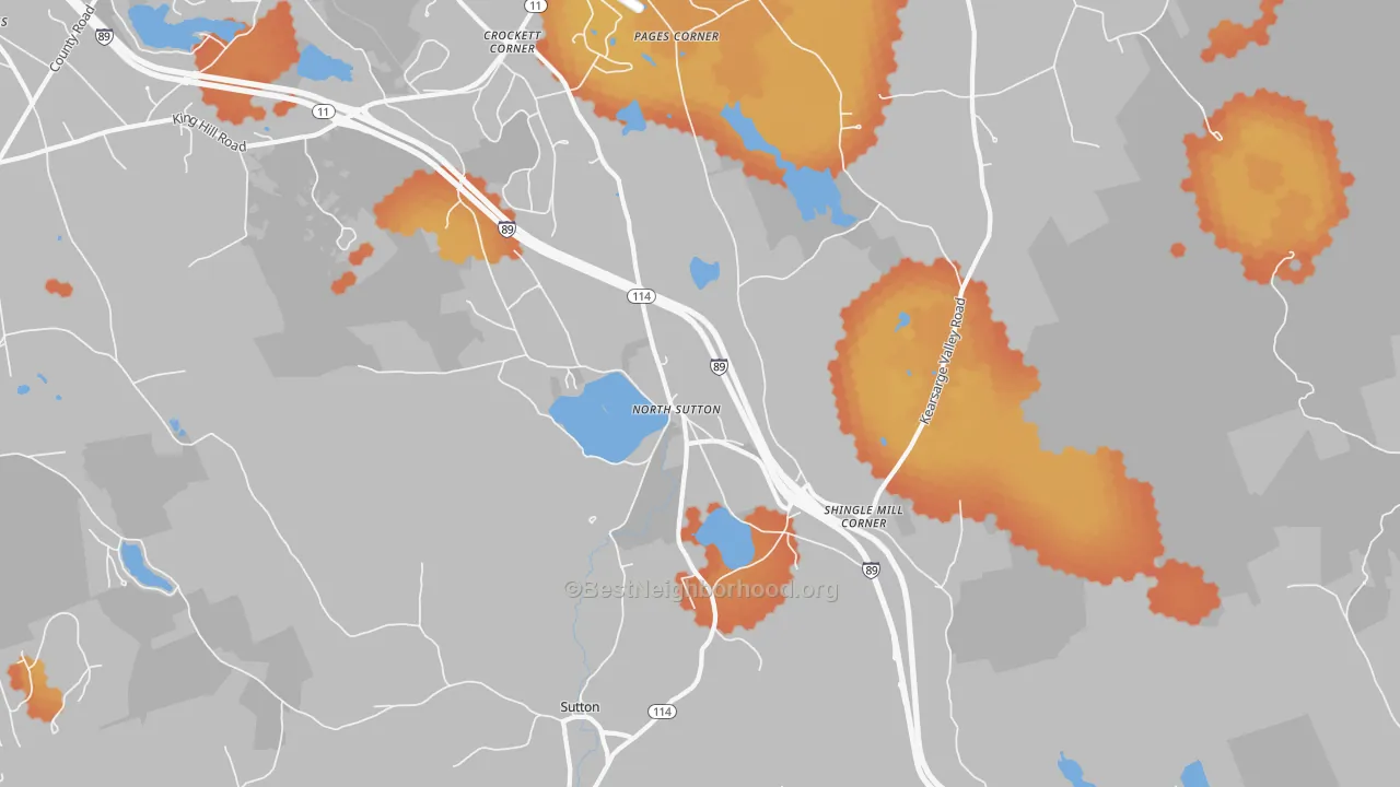 Bike Grade map of 03260, NH