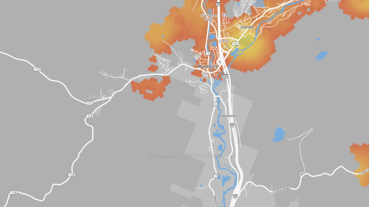 Bike Grade map of 03262, NH