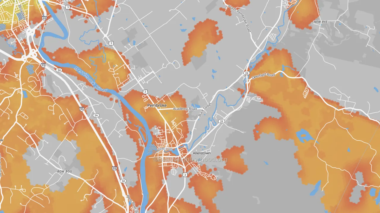 Bike Grade map of 03275, NH