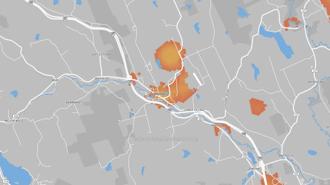 Bike Grade map of 03278, NH