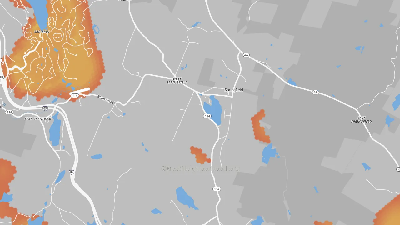 Bike Grade map of 03284, NH