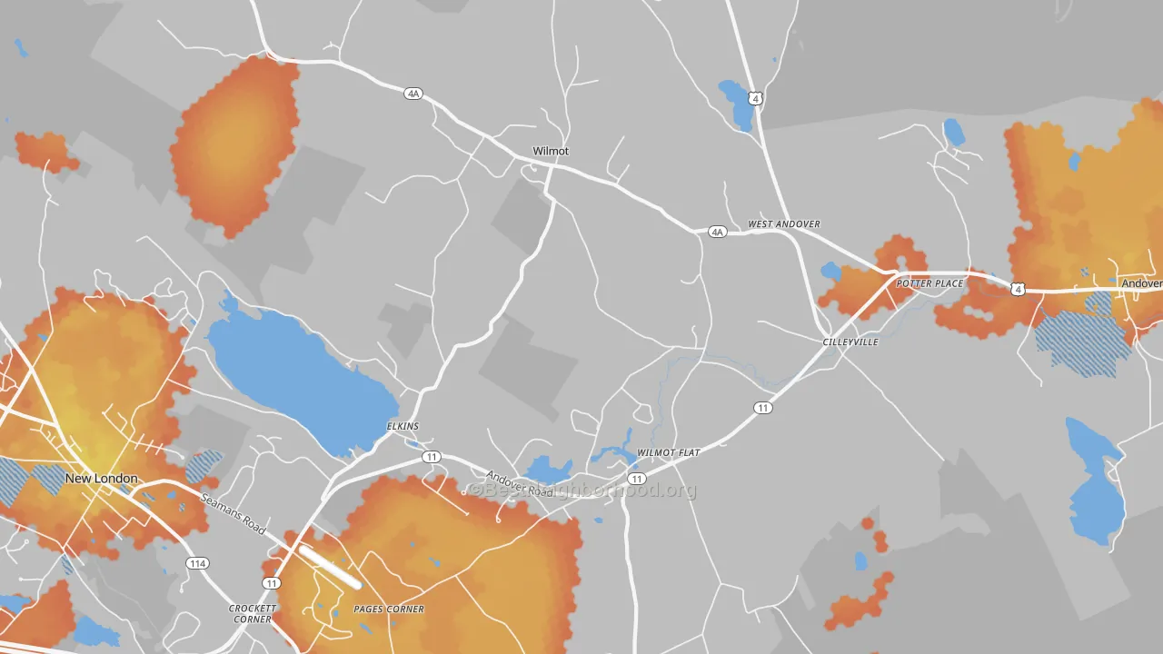 Bike Grade map of 03287, NH