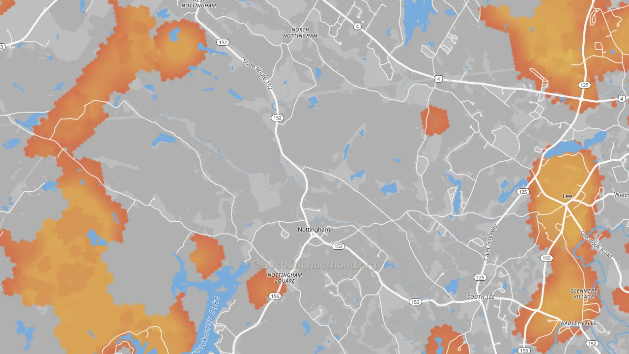 Bike Grade map of 03290, NH