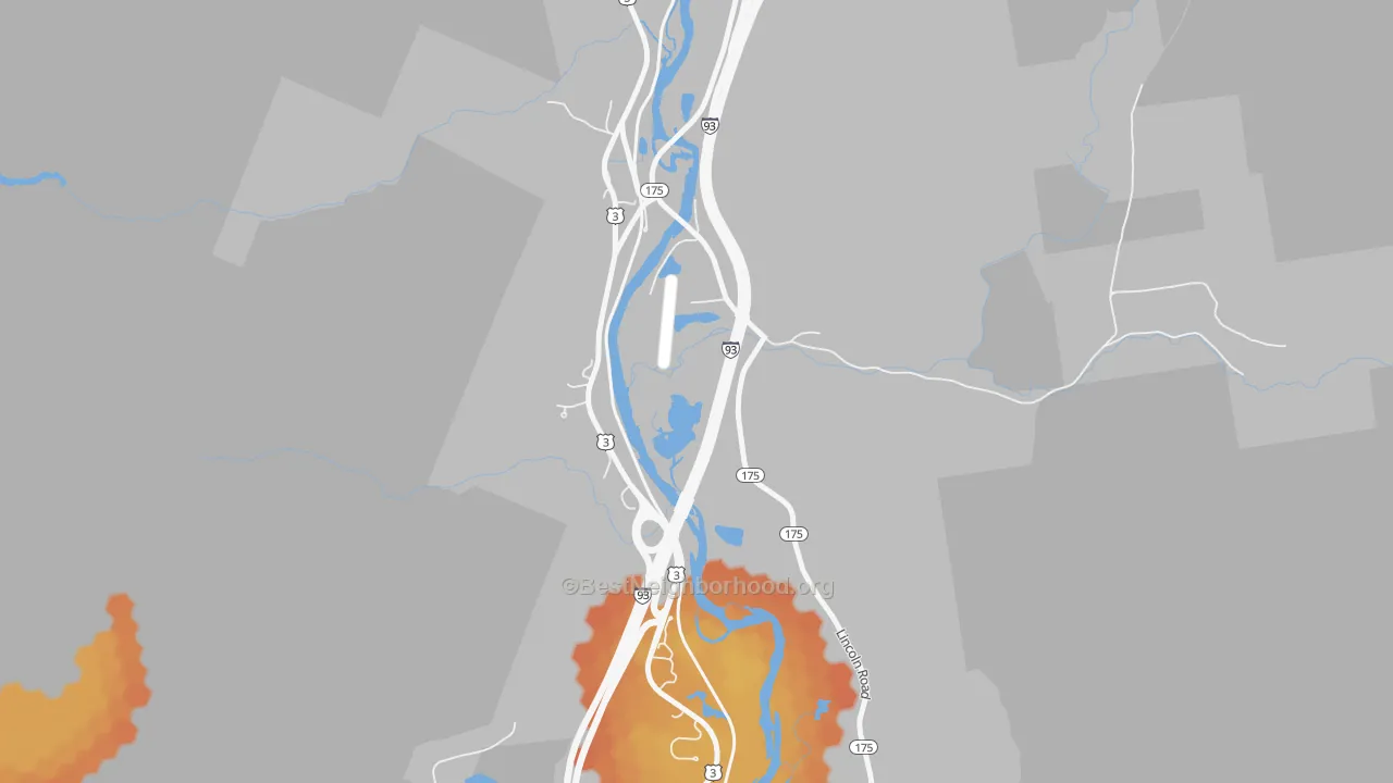 Bike Grade map of 03293, NH