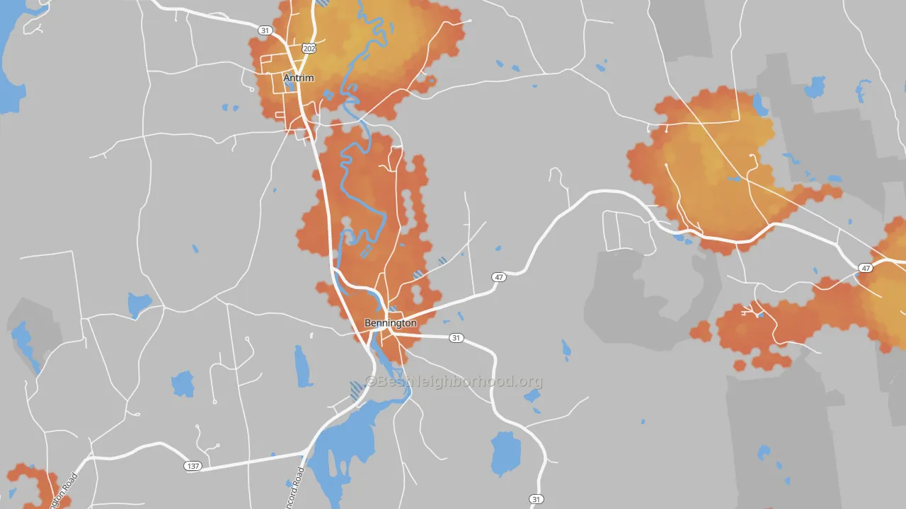 Bike Grade map of 03442, NH