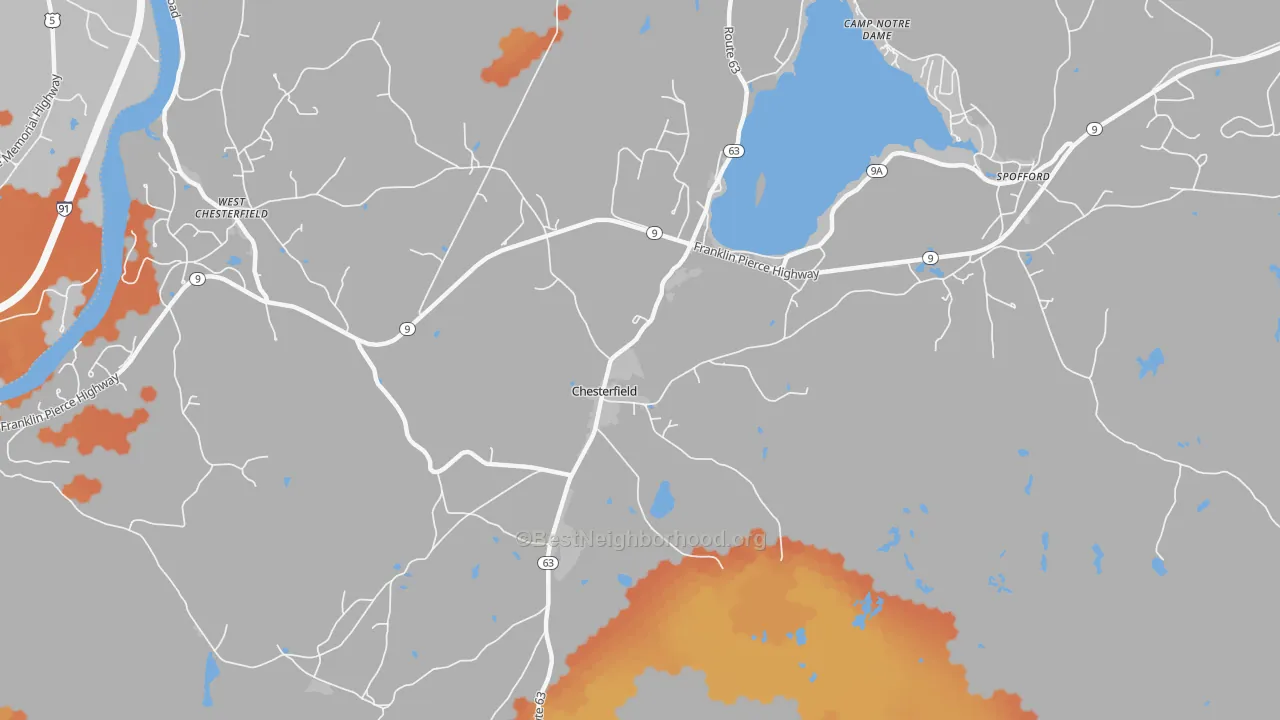 Bike Grade map of 03443, NH