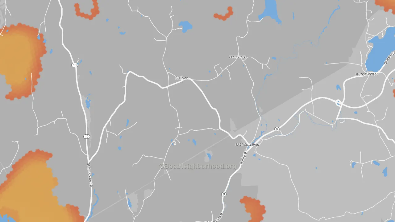Bike Grade map of 03445, NH