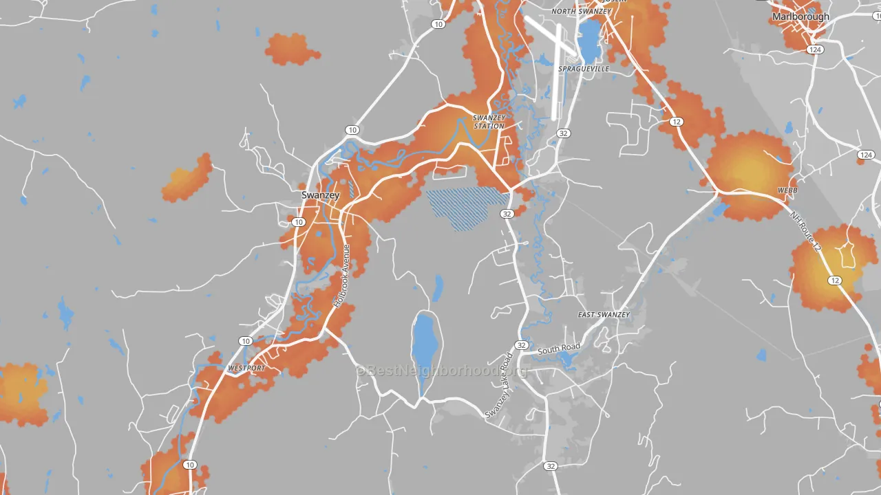 Bike Grade map of 03446, NH