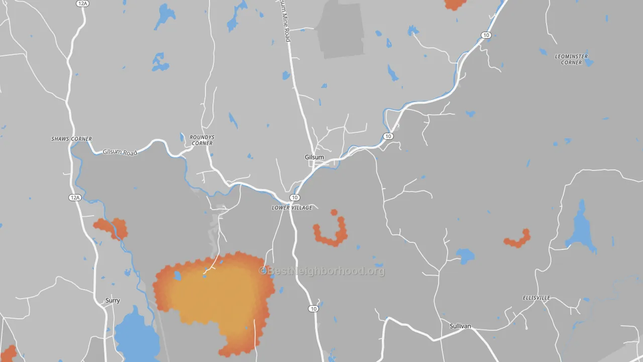 Bike Grade map of 03448, NH