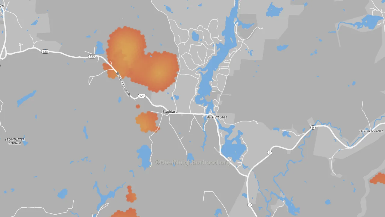 Bike Grade map of 03464, NH