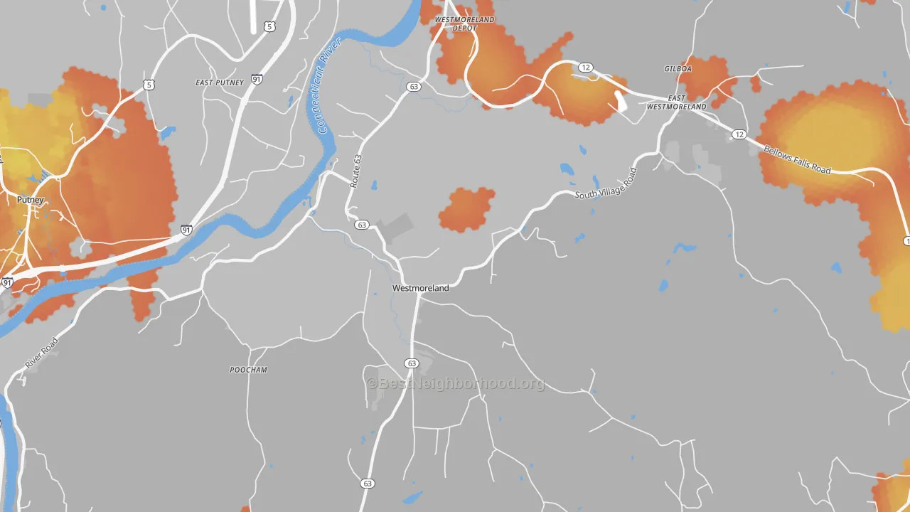 Bike Grade map of 03467, NH