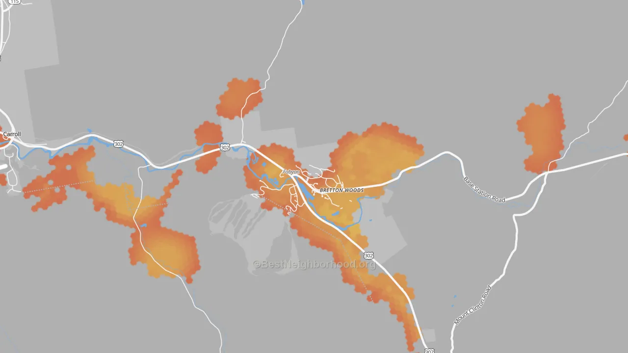 Bike Grade map of 03575, NH