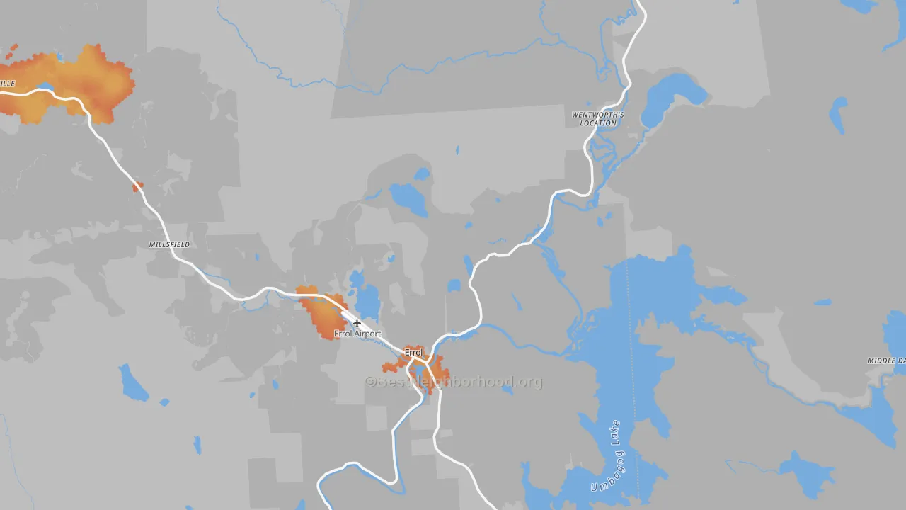 Bike Grade map of 03579, NH