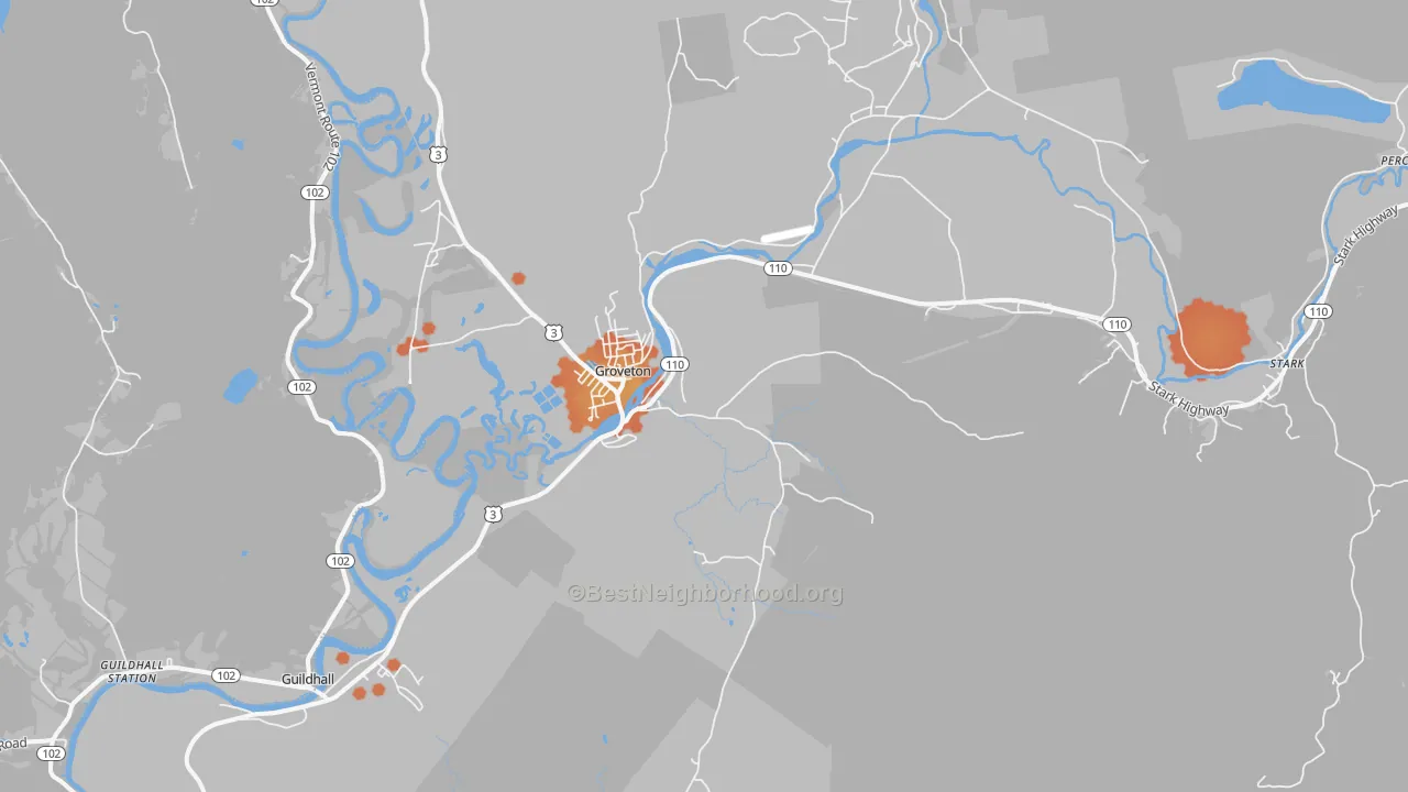 Bike Grade map of 03582, NH