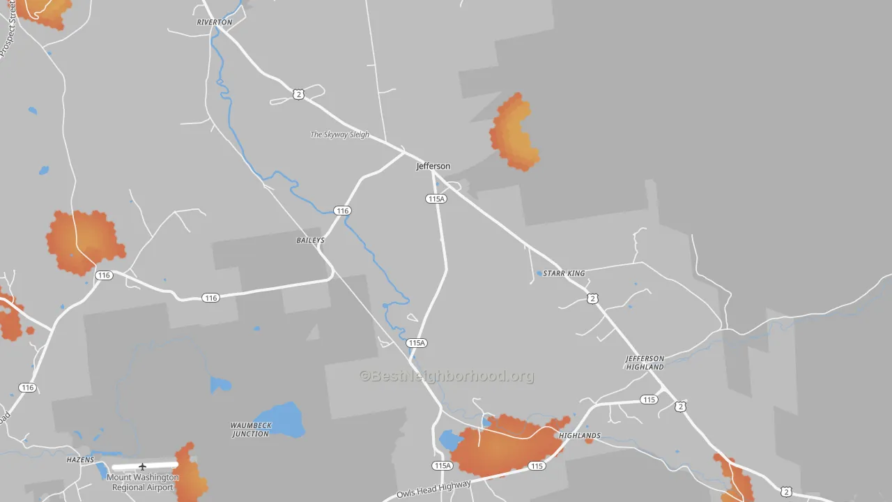 Bike Grade map of 03583, NH