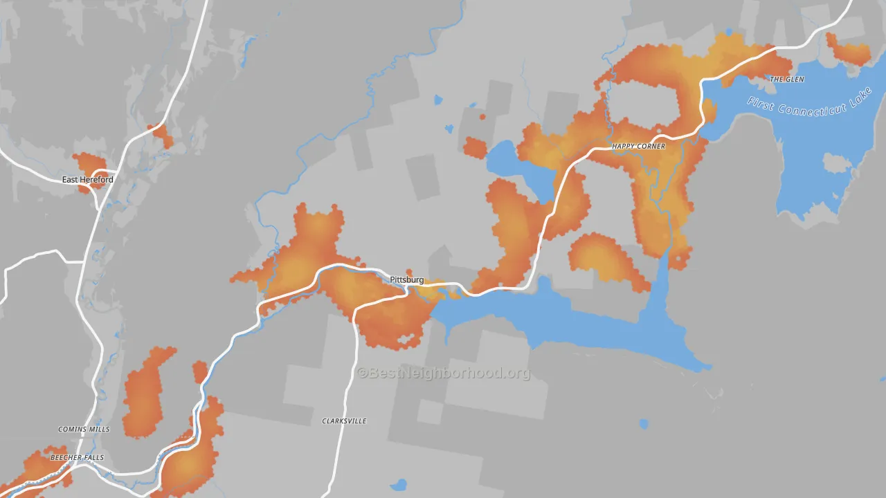 Bike Grade map of 03592, NH