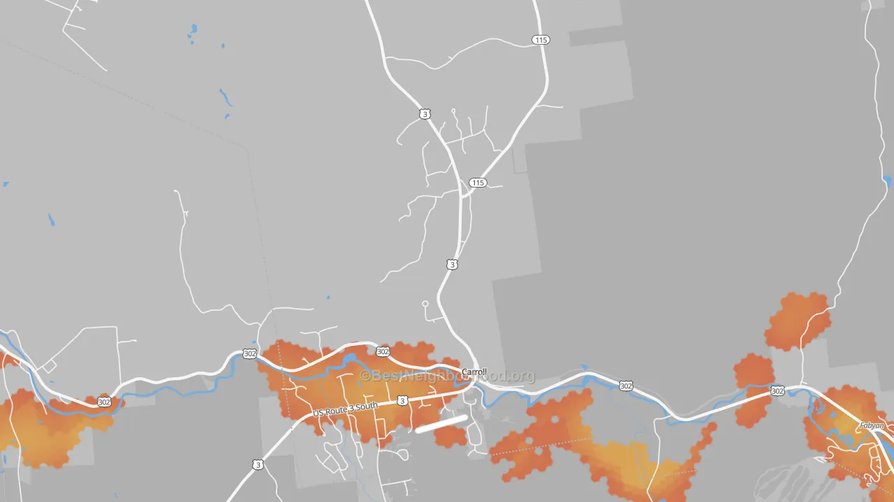 Bike Grade map of 03595, NH