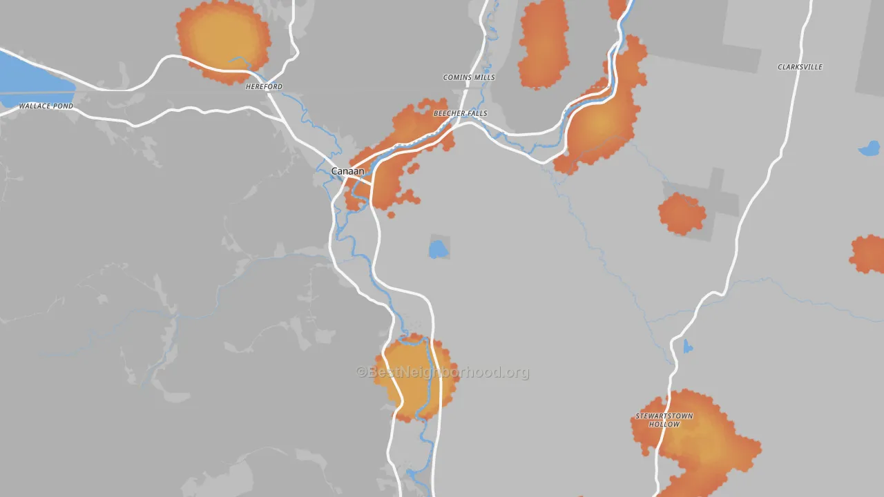 Bike Grade map of 03597, NH