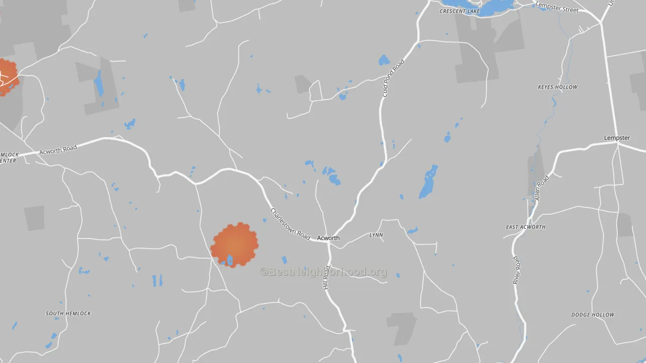 Bike Grade map of 03601, NH