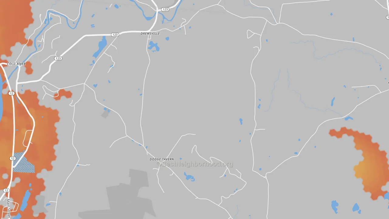Bike Grade map of 03604, NH