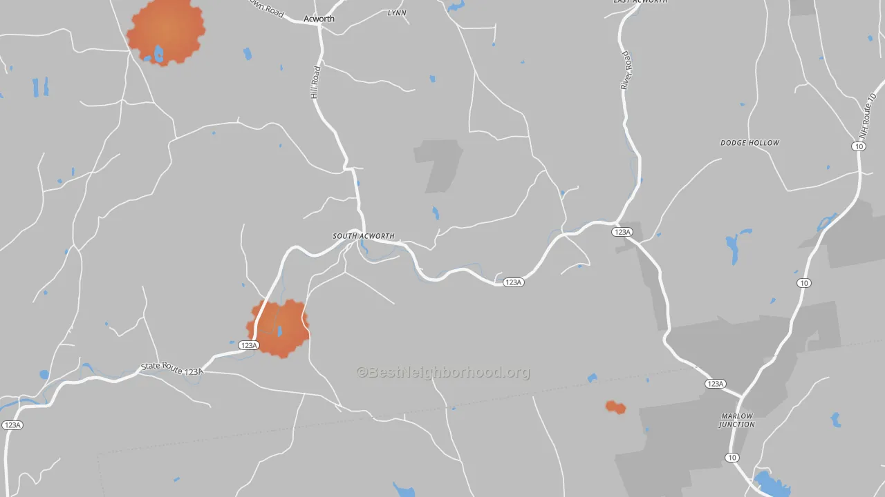 Bike Grade map of 03607, NH