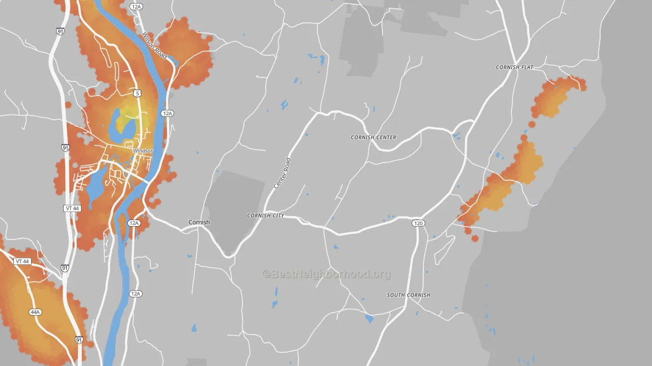 Bike Grade map of 03745, NH
