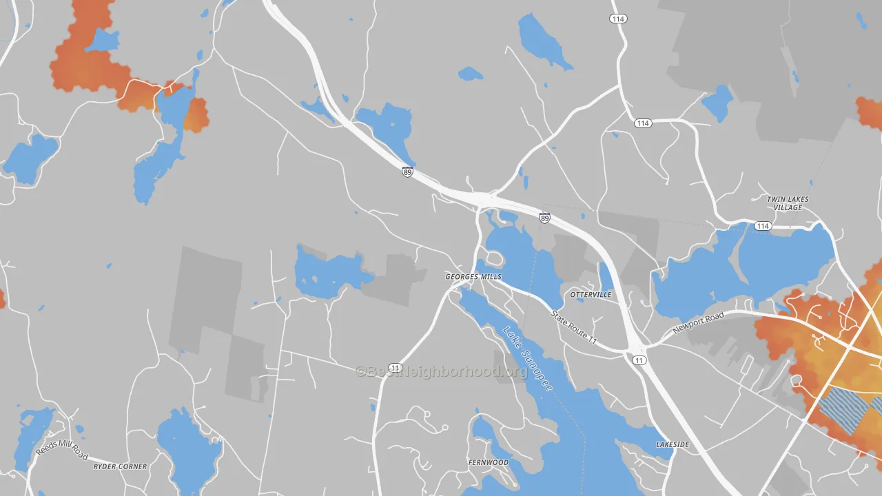 Bike Grade map of 03751, NH