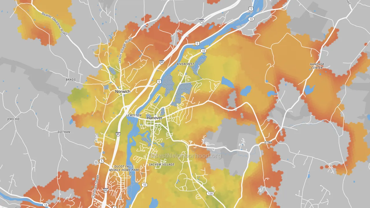 Bike Grade map of 03755, NH