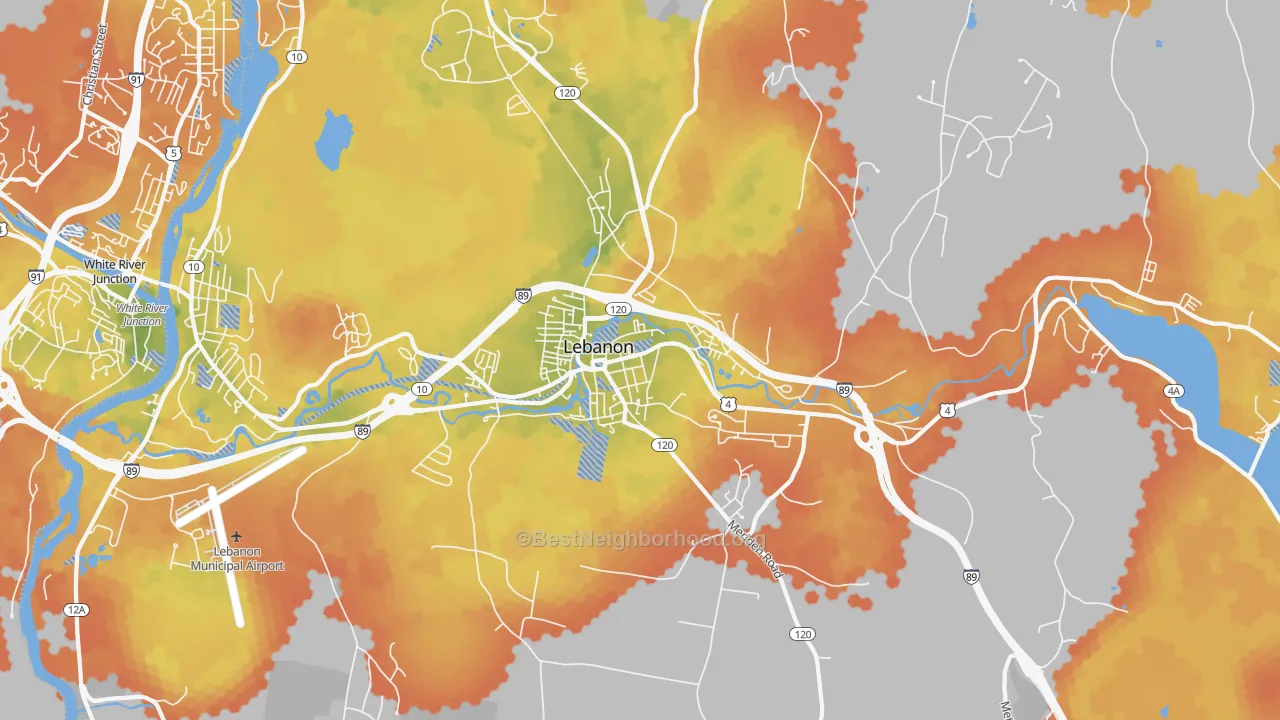 Bike Grade map of 03766, NH