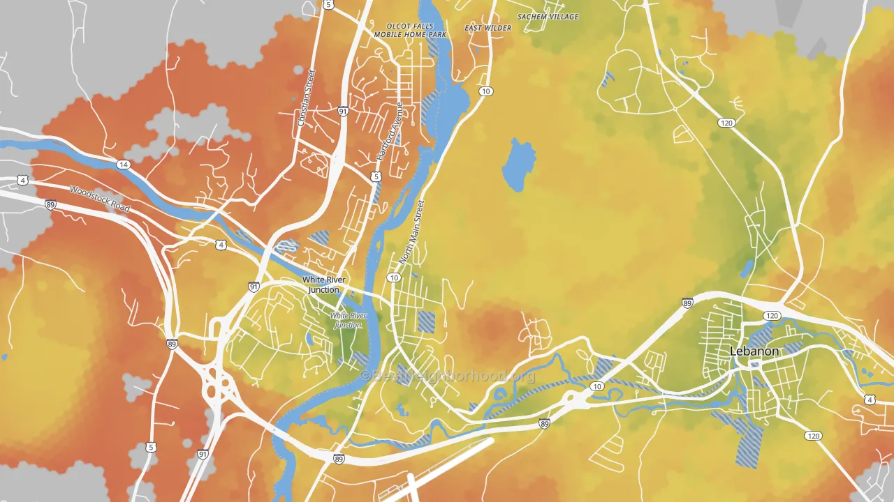 Bike Grade map of 03784, NH