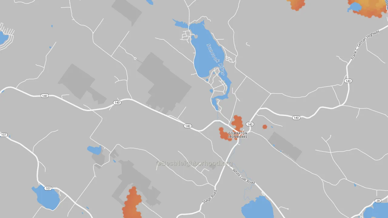 Bike Grade map of 03837, NH