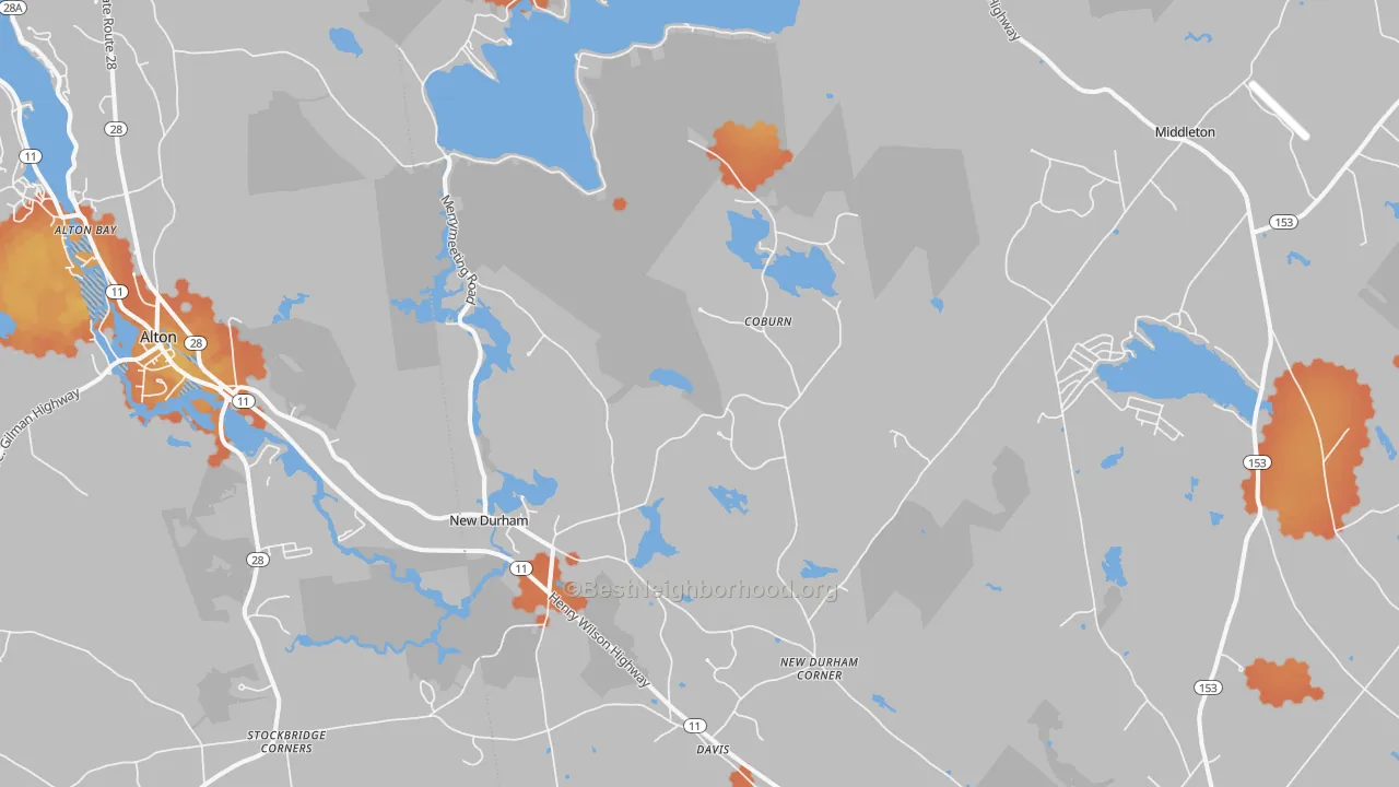 Bike Grade map of 03855, NH