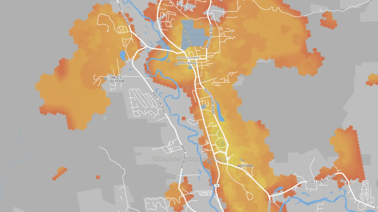 Bike Grade map of 03860, NH