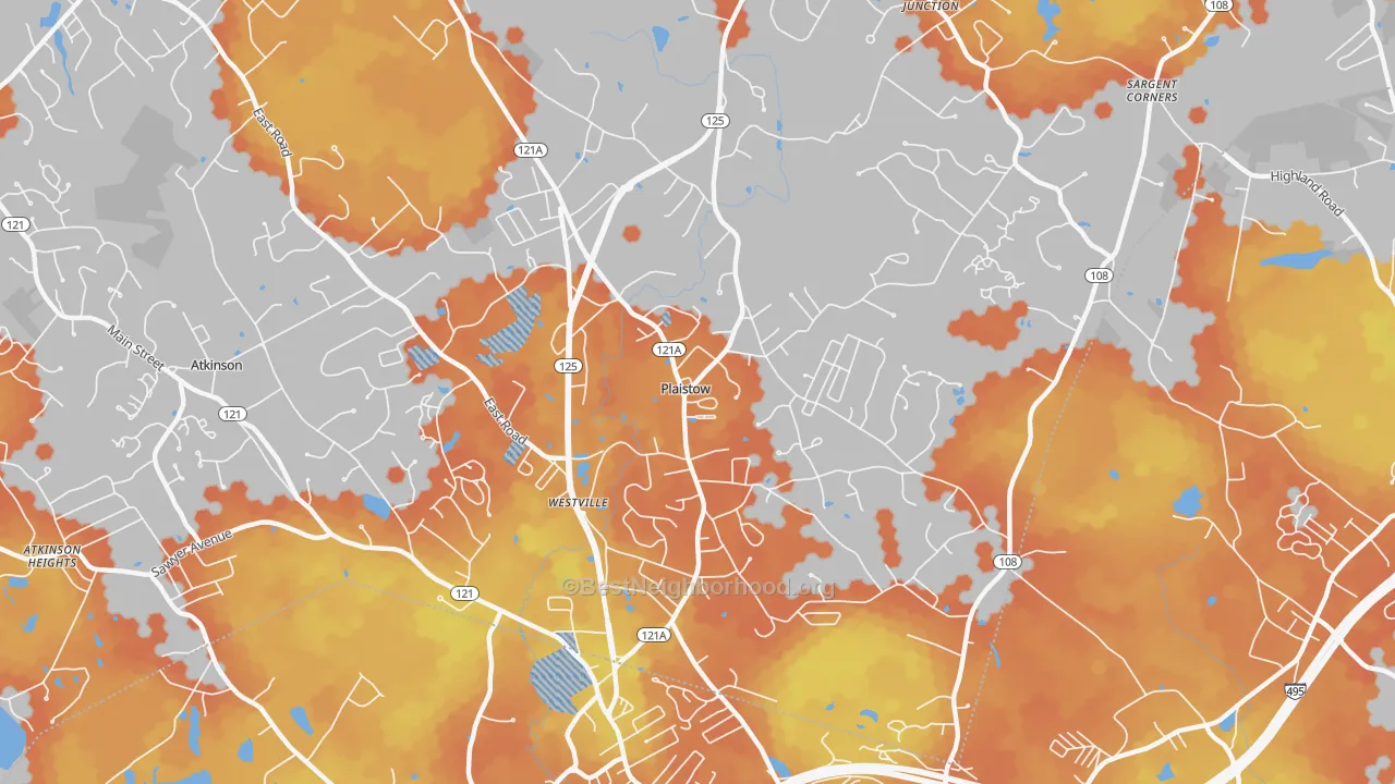 Bike Grade map of 03865, NH