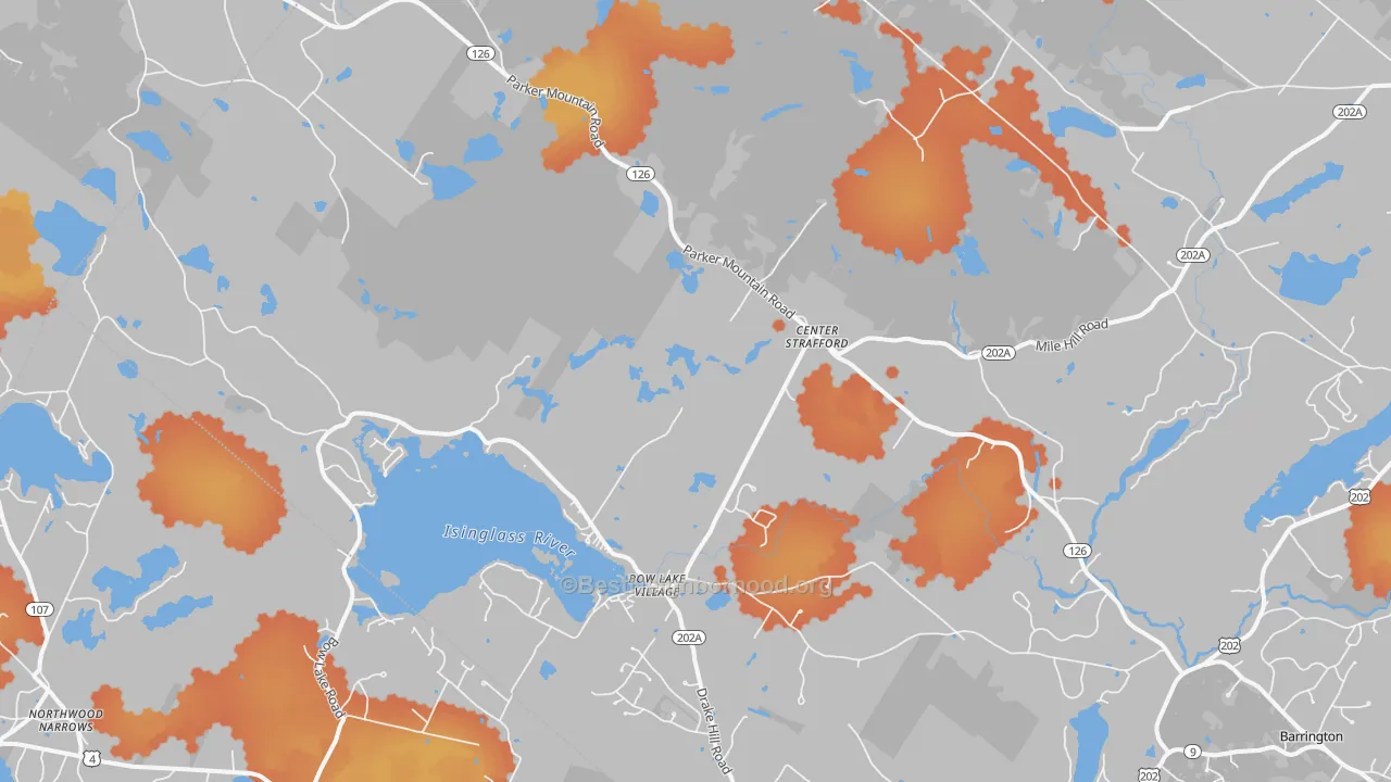 Bike Grade map of 03884, NH