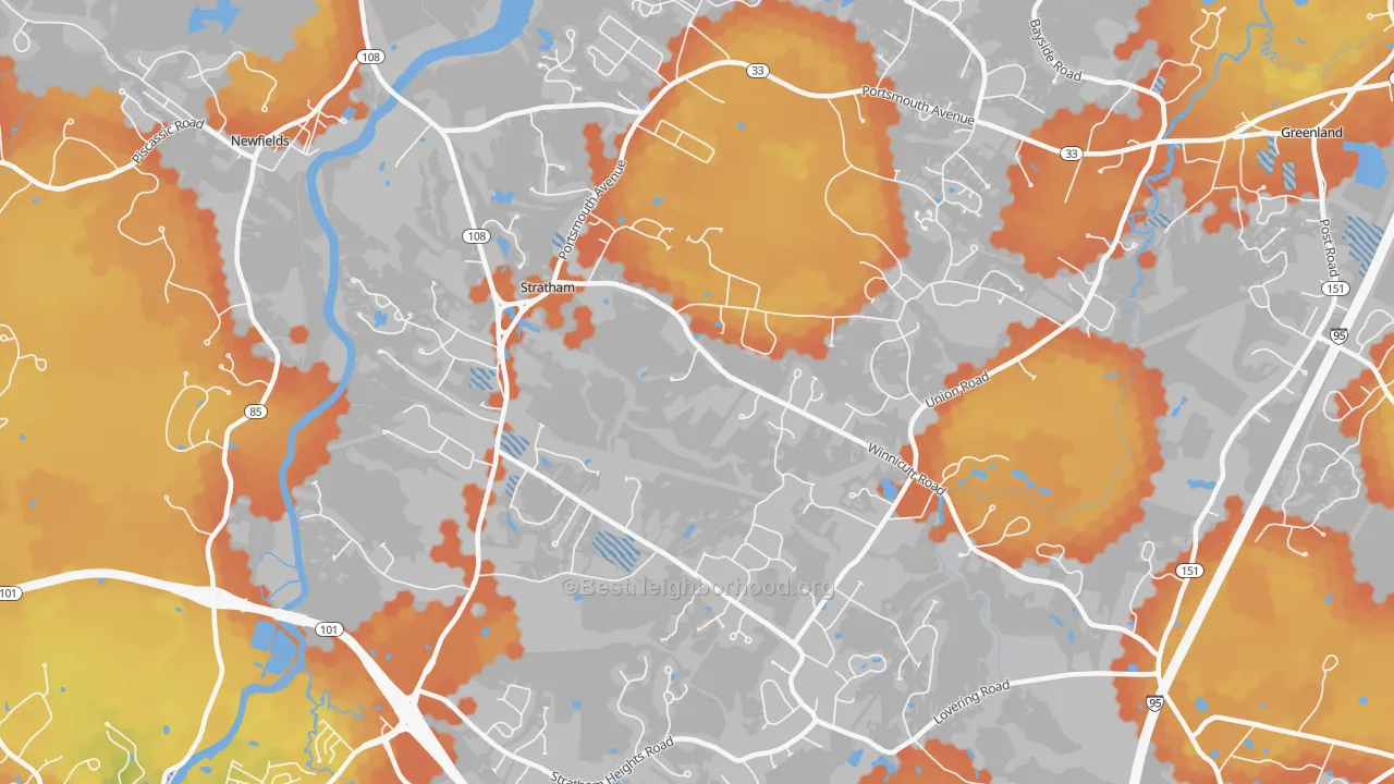 Bike Grade map of 03885, NH