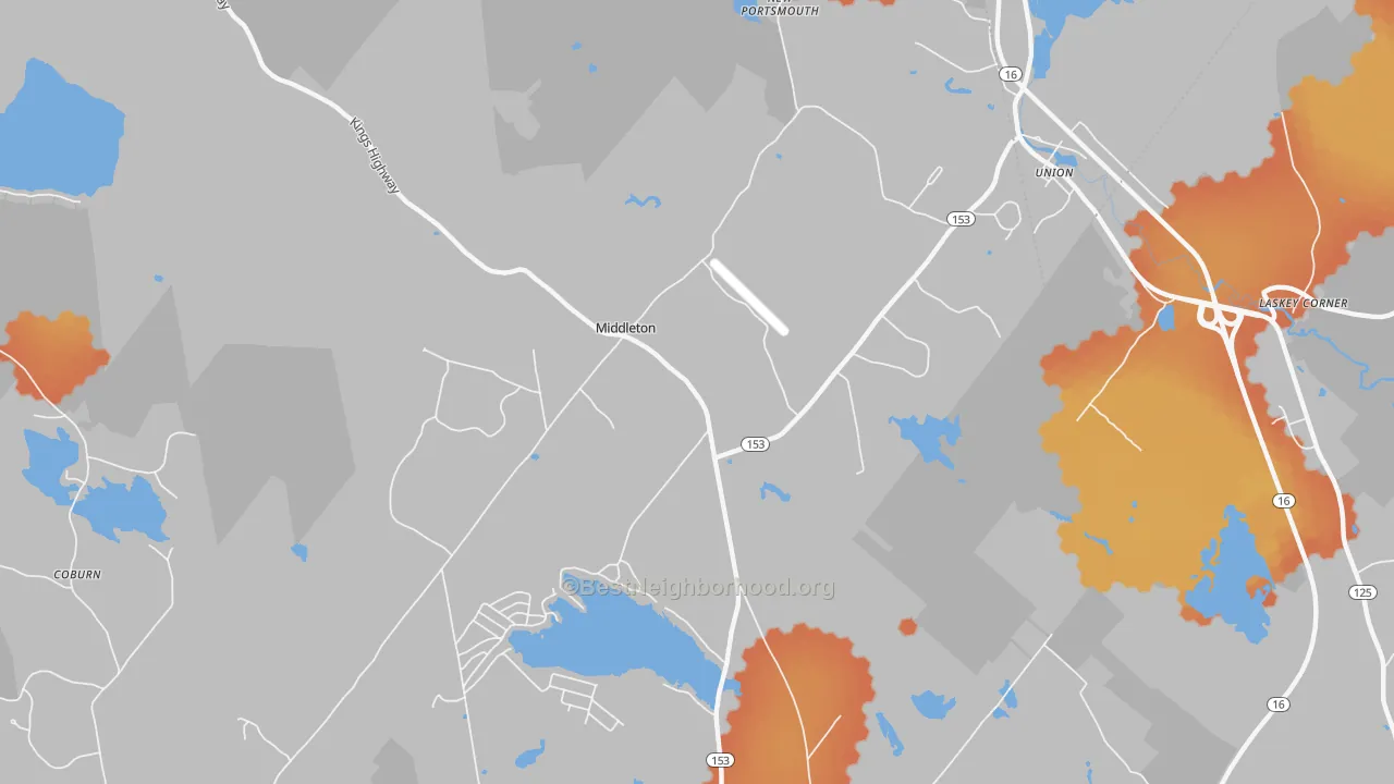 Bike Grade map of 03887, NH