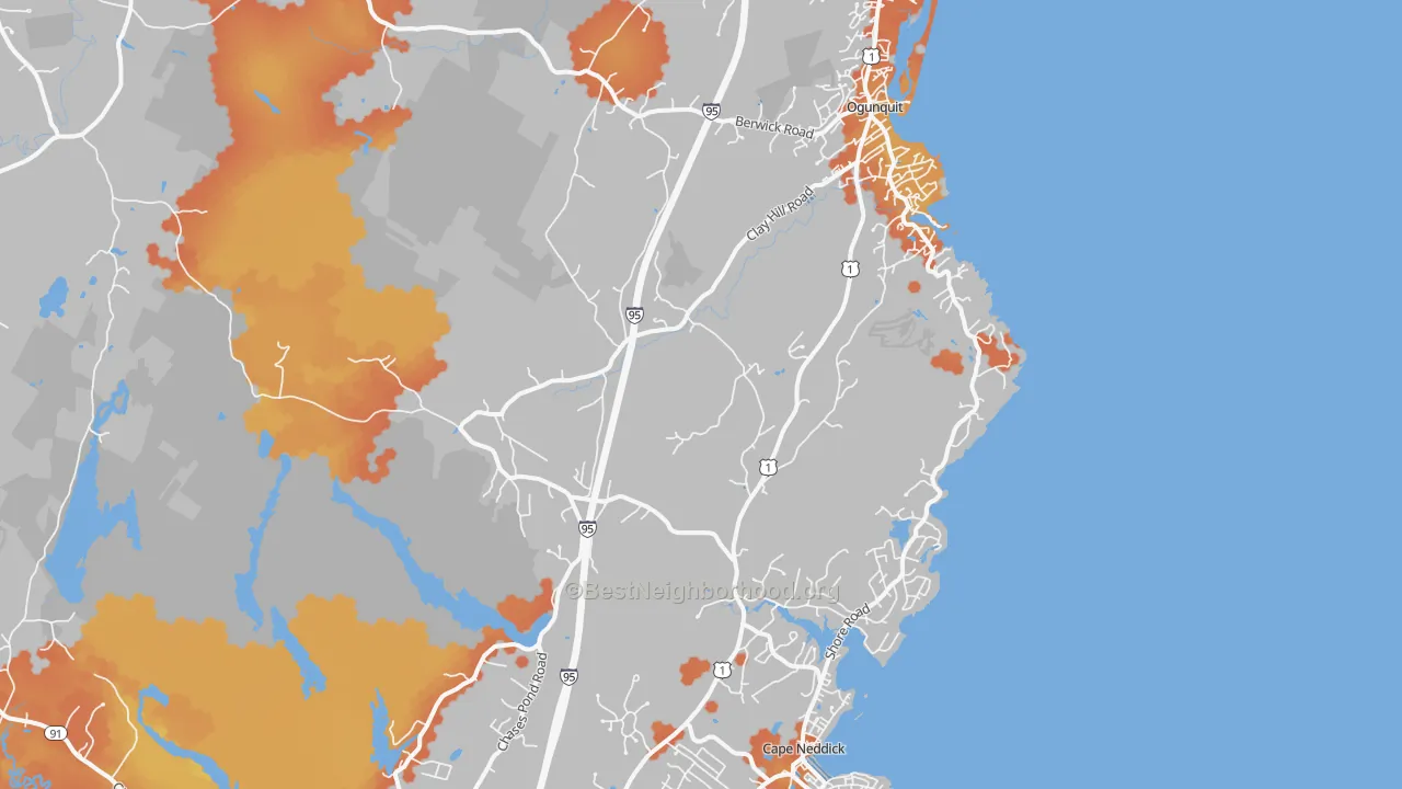 Bike Grade map of 03902, ME