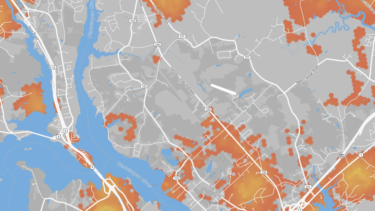 Bike Grade map of 03903, ME