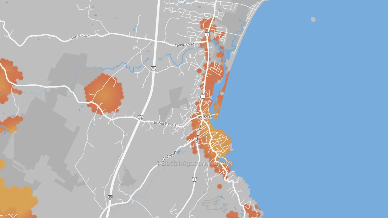 Bike Grade map of 03907, ME
