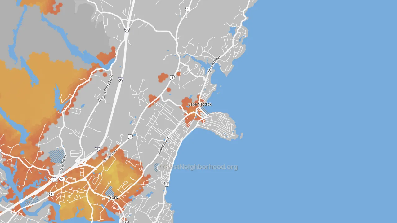 Bike Grade map of 03910, ME