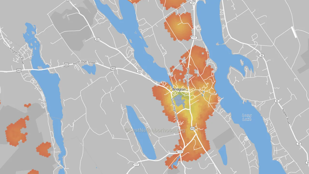Bike Grade map of 04009, ME