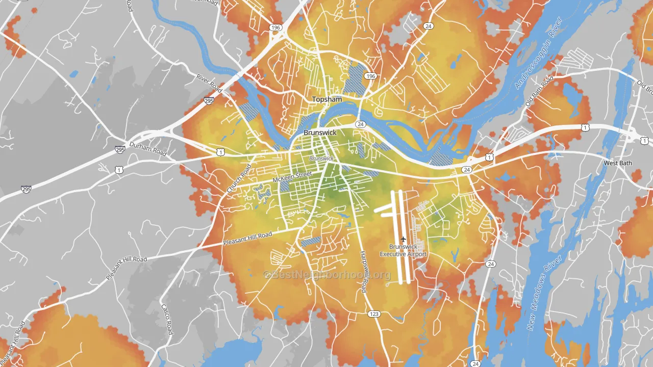 Bike Grade map of 04011, ME