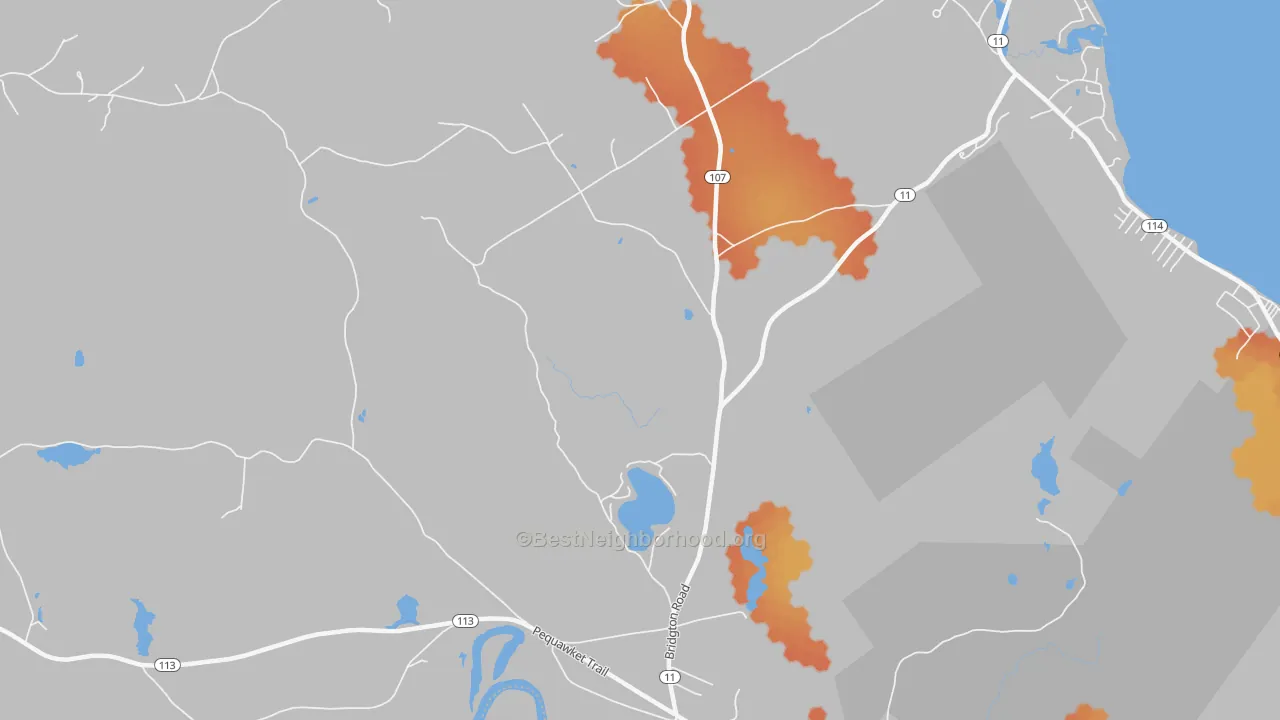 Bike Grade map of 04024, ME