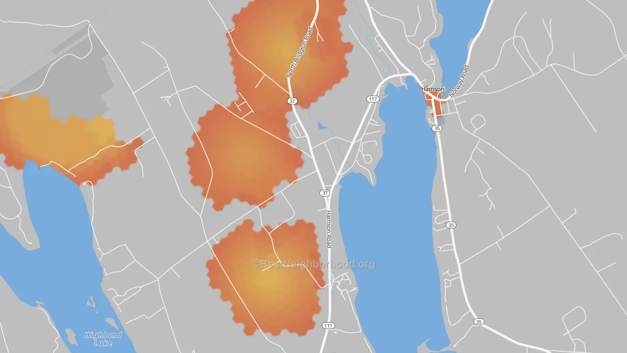 Bike Grade map of 04057, ME