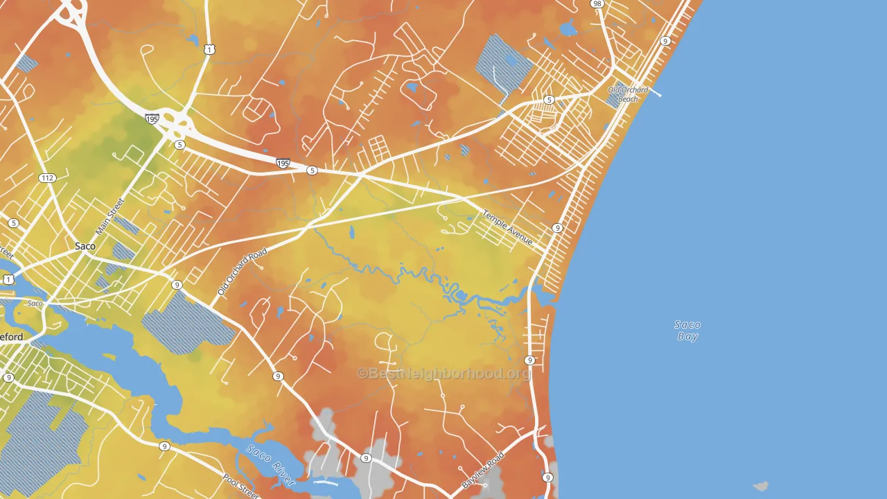 Bike Grade map of 04063, ME