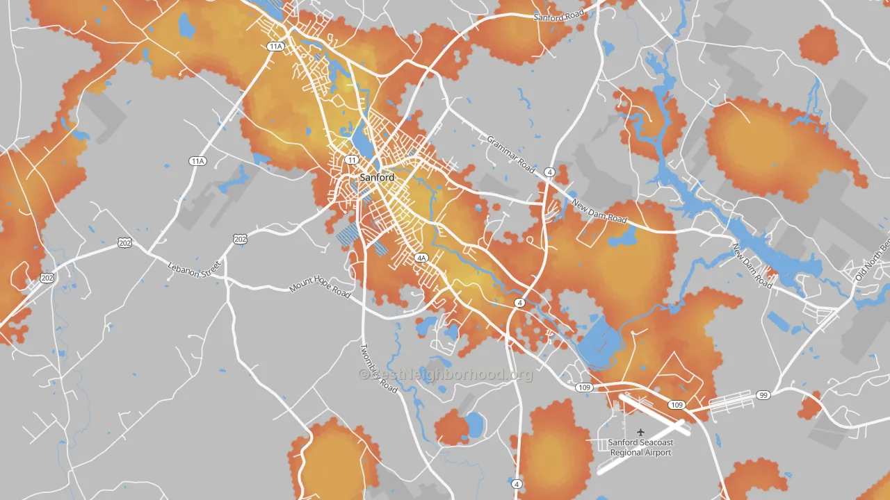 Bike Grade map of 04073, ME