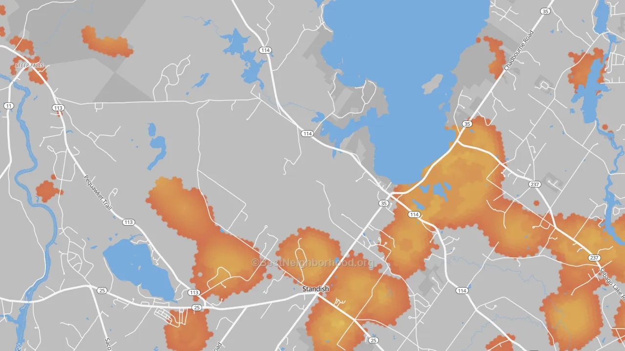 Bike Grade map of 04084, ME
